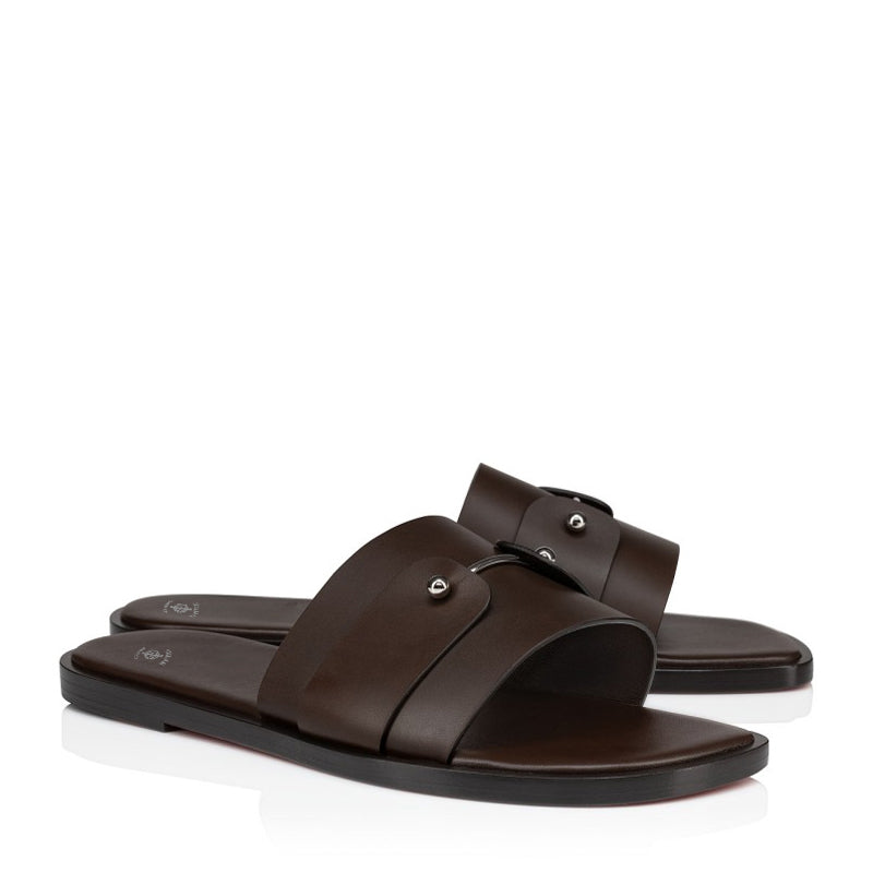 Men Slip On Brown Leather Comfort Sandal