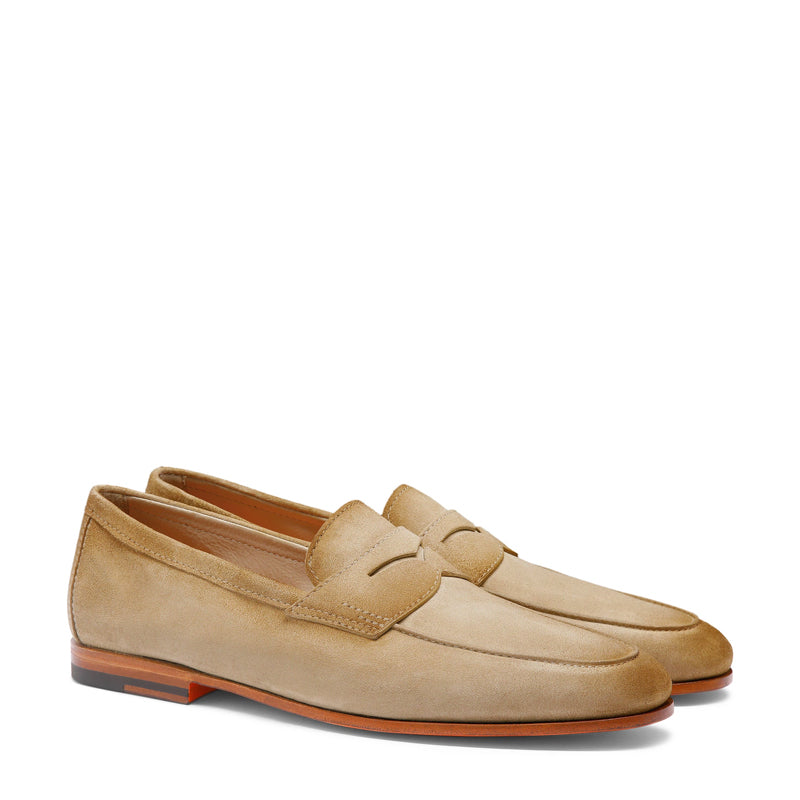 Men’s Brown Suede Penny Loafers – Classic Slip-On
