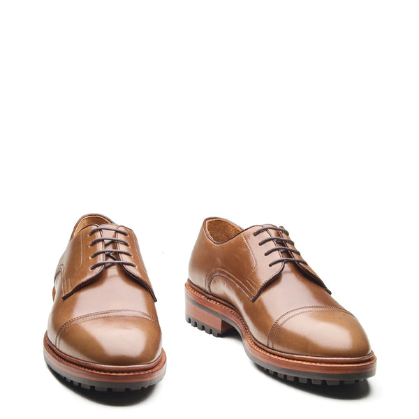Junior Cap Toe Derby Shoe Natural Chromexcel Hand Welted New Age - Tan