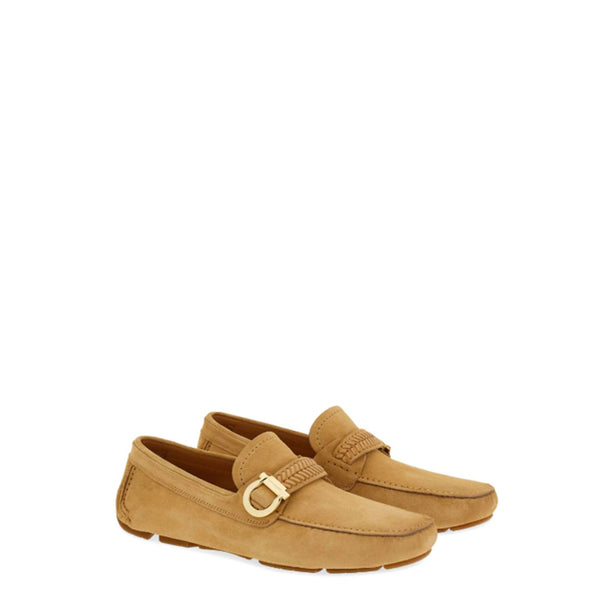 Suede Driving Loafer With Braided Horsebit Buckle