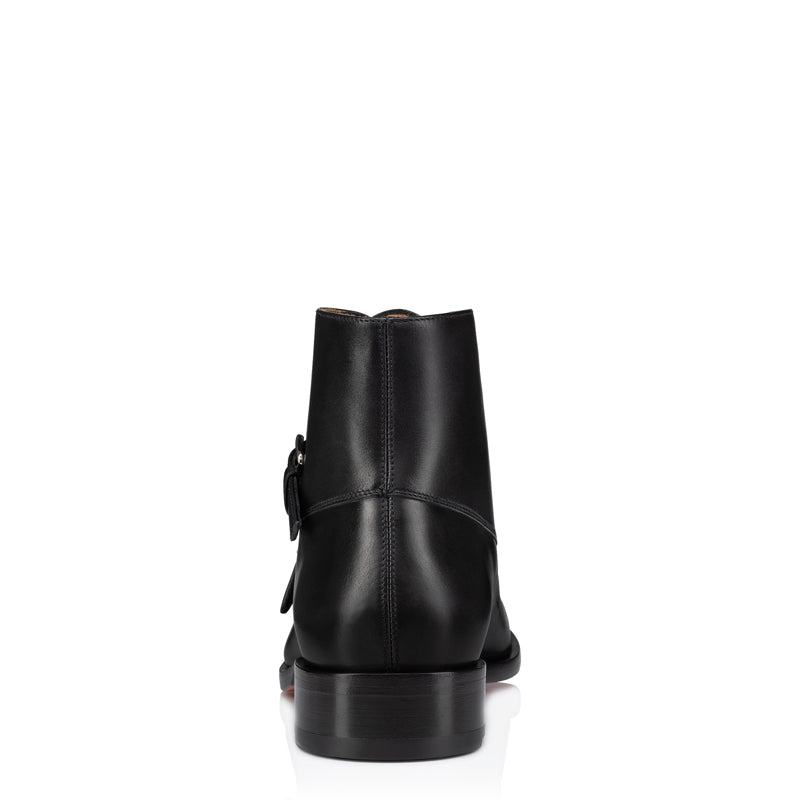 Luxury Double Monk Strap High top Polished Leather Boots with Silver Buckles
