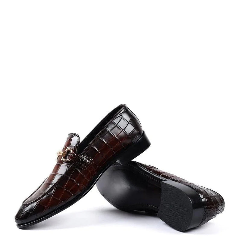 Burgandy Croc Emboss Gold Buckle