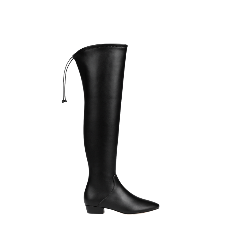 Women's Leather Black Over The Knee High Boots