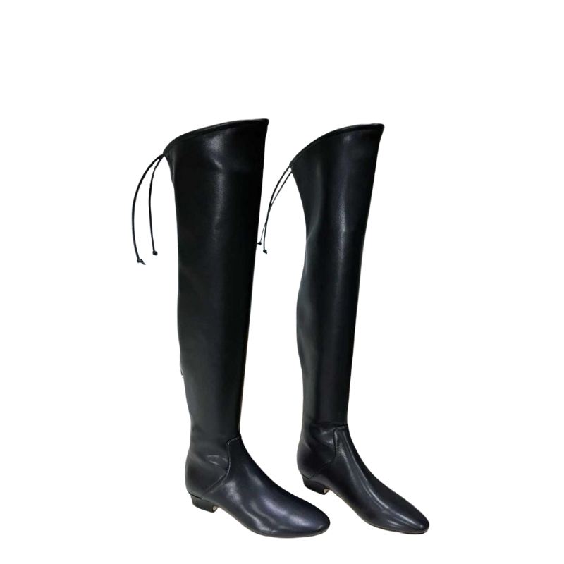 Women's Leather Black Over The Knee High Boots