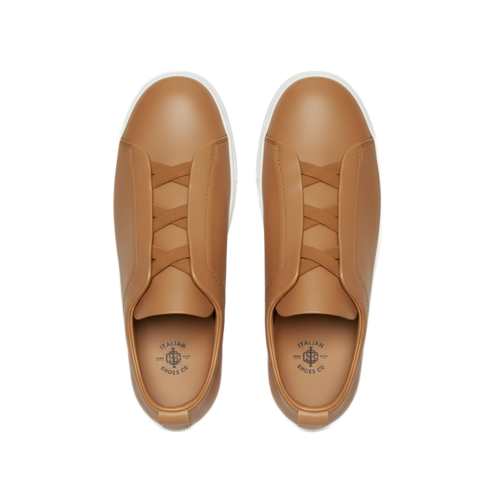 Luxury Edition Triple Stitch Leather Tan Sneaker for Men's
