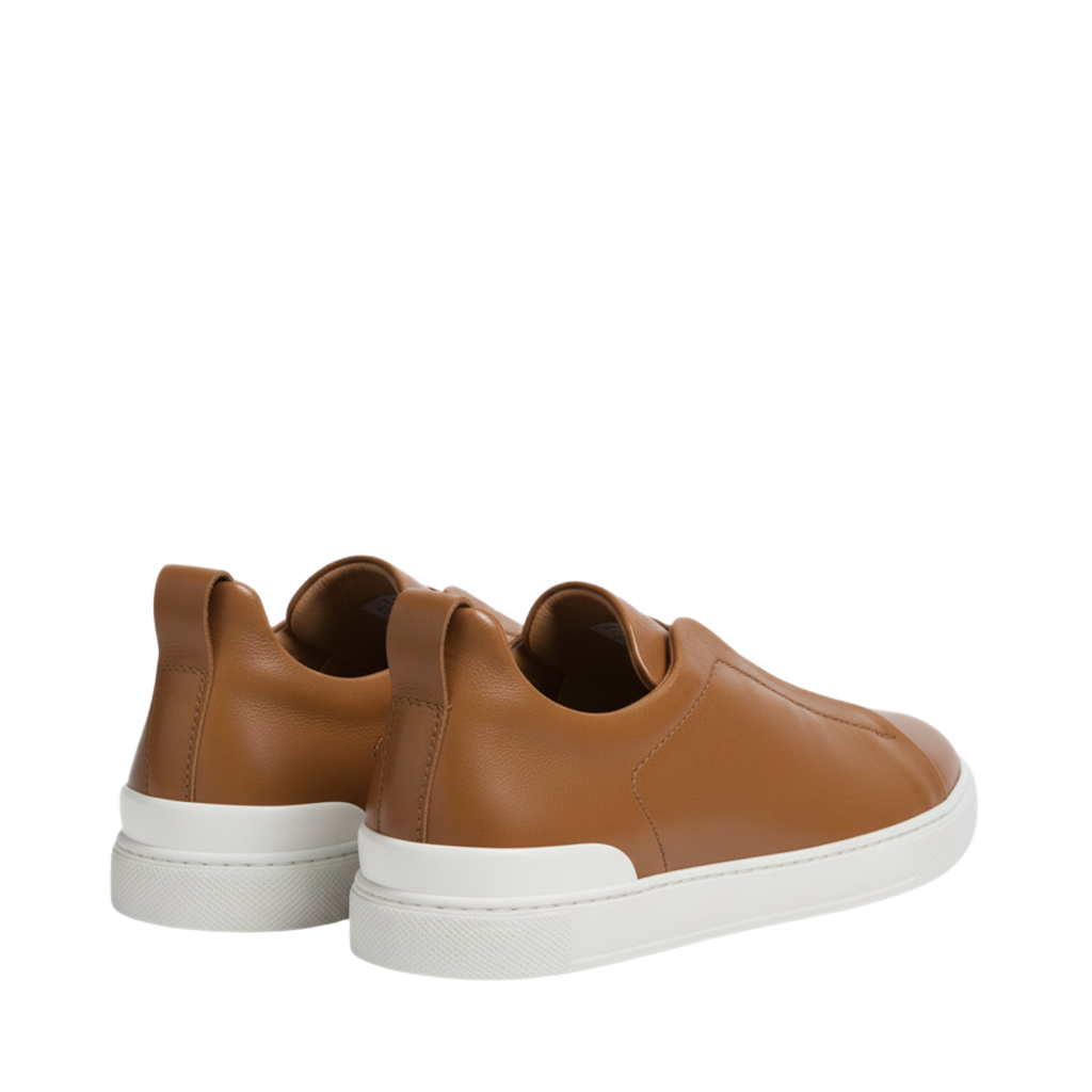 Luxury Edition Triple Stitch Leather Tan Sneaker for Men's