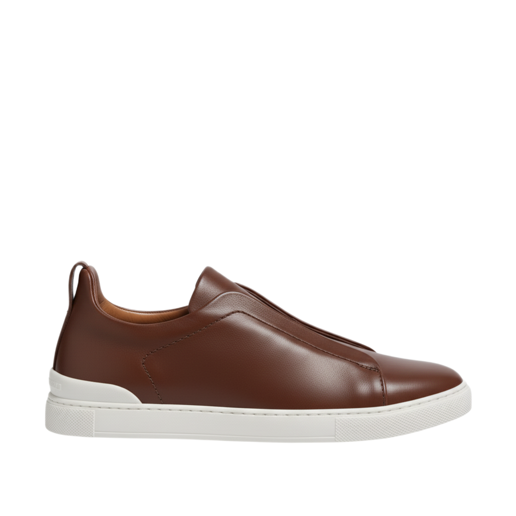 Luxury Edition Triple Stitch Leather Tan Sneaker for Men's