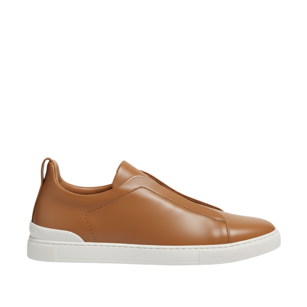 Luxury Edition Triple Stitch Leather Tan Sneaker for Men's