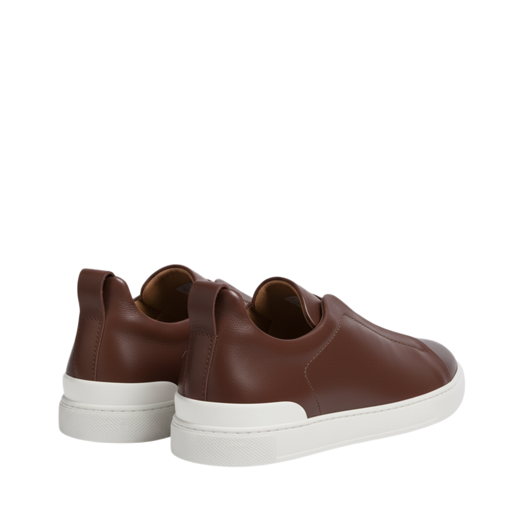 Luxury Edition Triple Stitch Leather Tan Sneaker for Men's