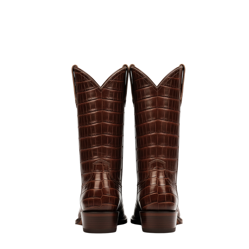 Croc-Embossed Western Cowboy Boots