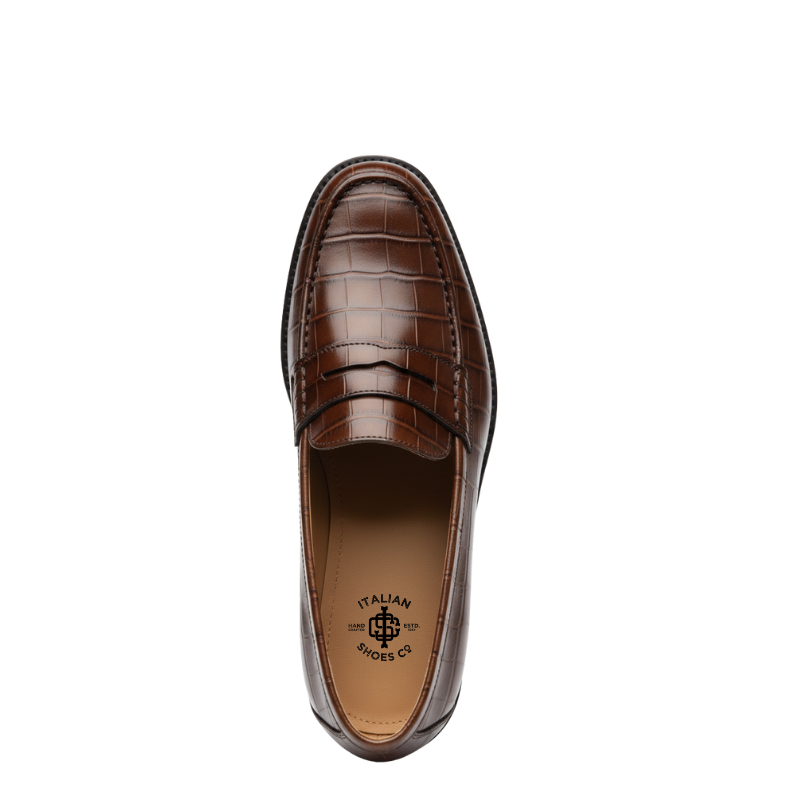 Royal Cognac Croco Penny Loafers