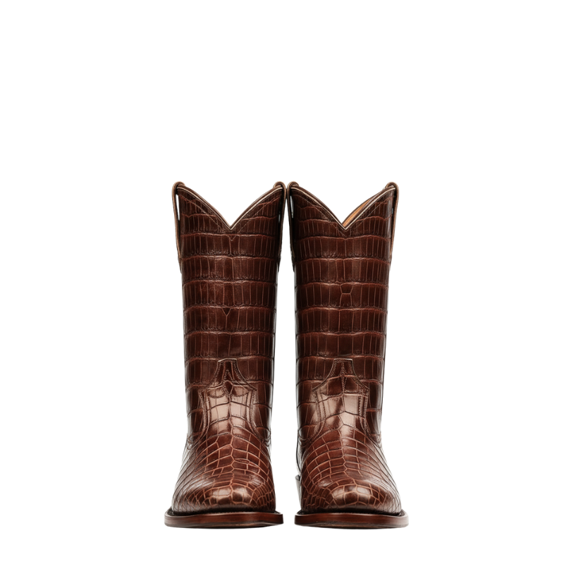 Croc-Embossed Western Cowboy Boots