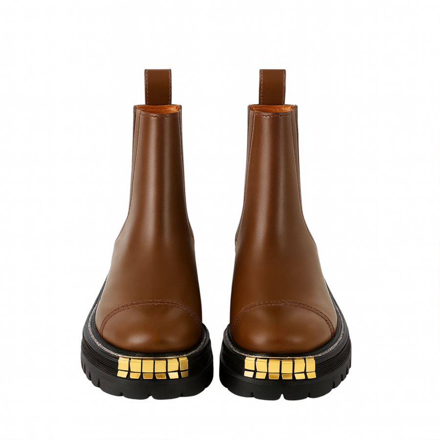 Luxury Ankle Boots for Womens with Gold accent Toe Detail