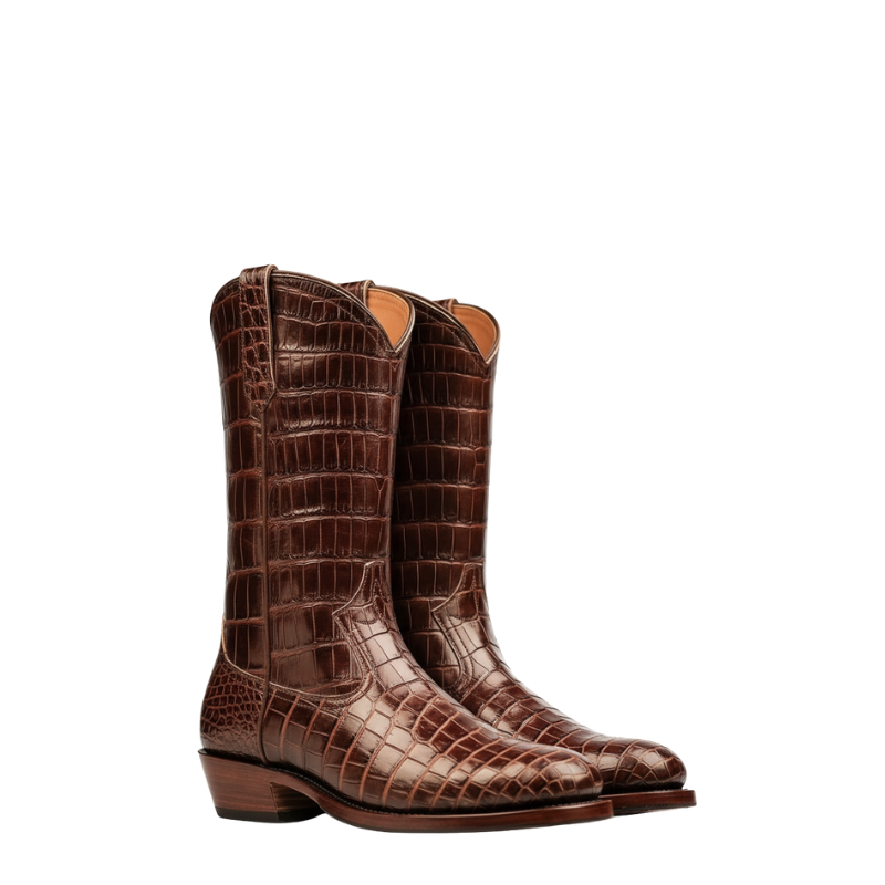 Croc-Embossed Western Cowboy Boots