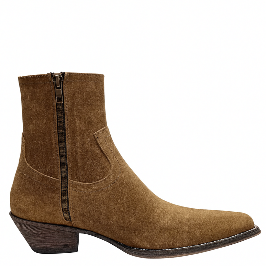 Mens Suede Fringe Side Zipper Boot