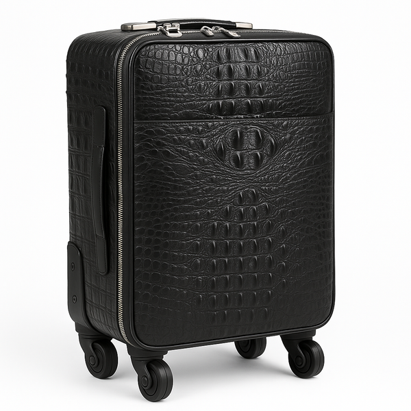 Italian Noir Crocodile Leather Edition Trolley Travel Bag