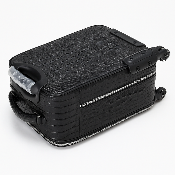 Italian Noir Crocodile Leather Edition Trolley Travel Bag