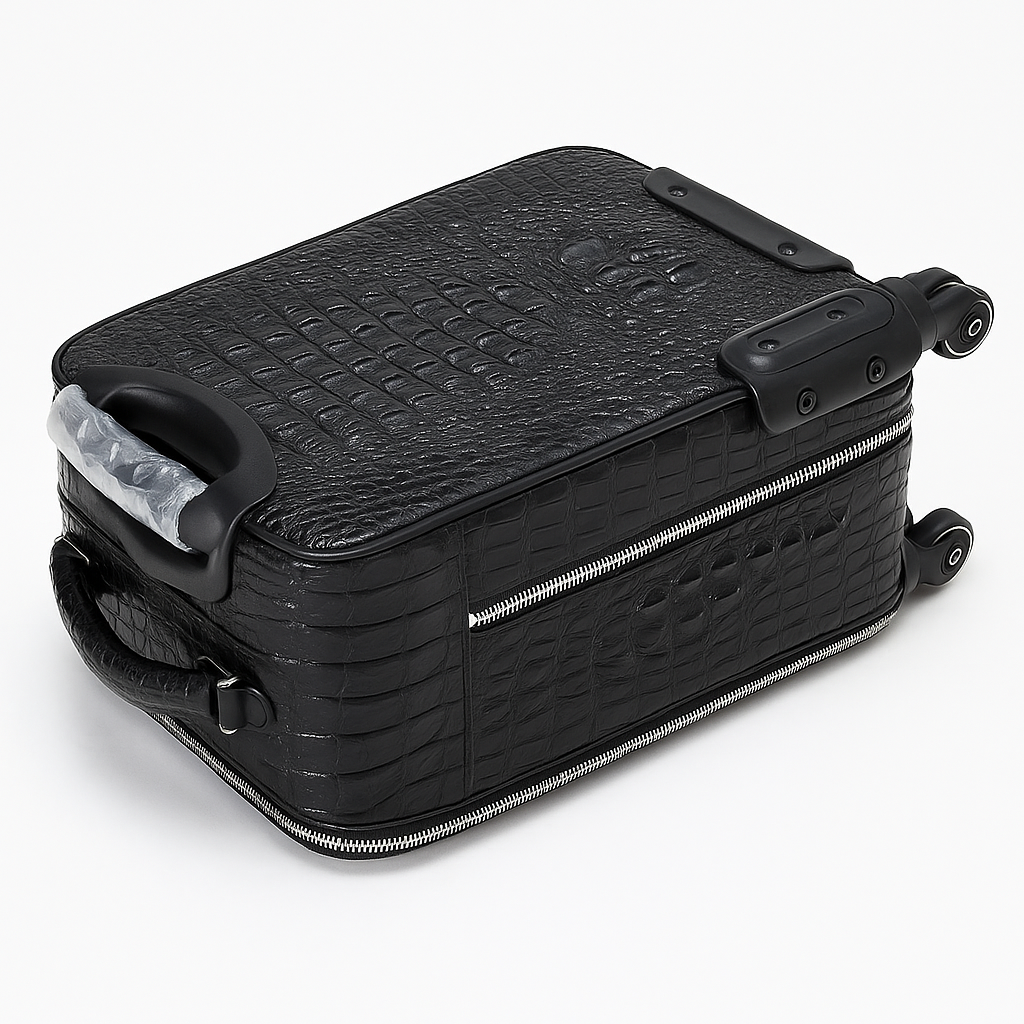 Crocodile Leather Luggage Trolley Bag
