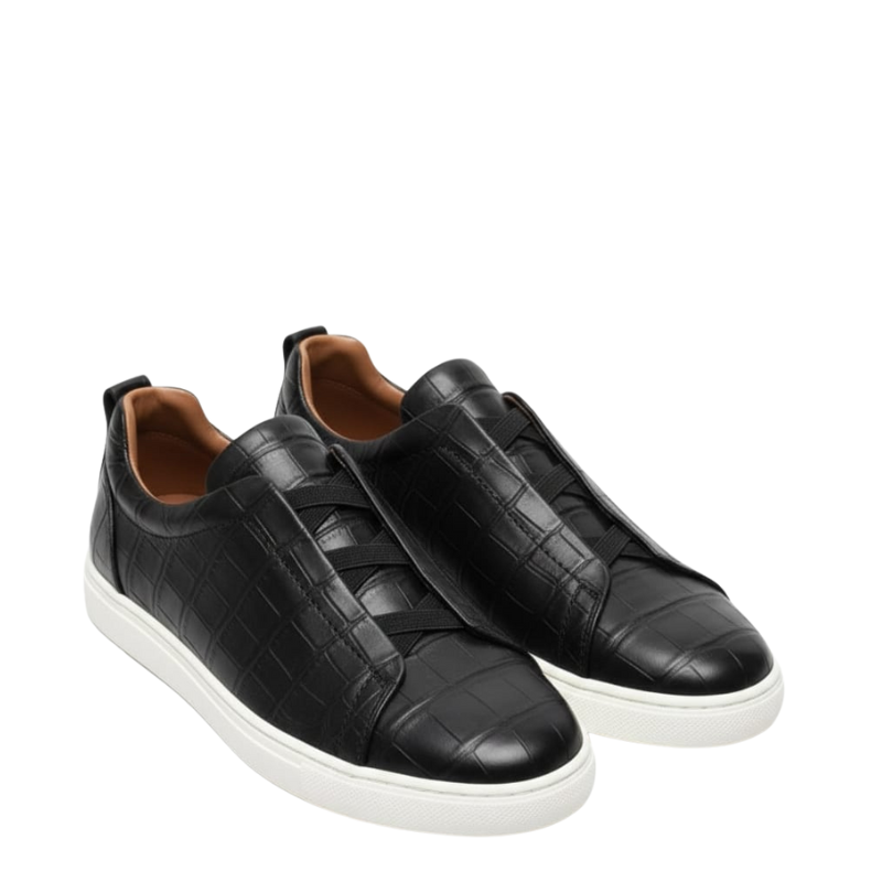 Croc-Embossed Italian Luxe Slip-On Sneakers