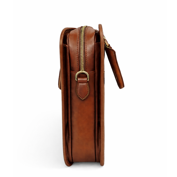 Men s Multifunctional Leather Luxury Briefcase Bag - Brown