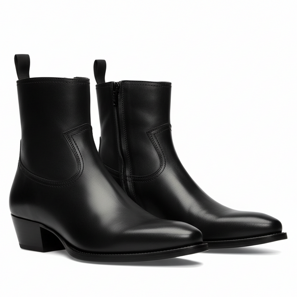 Side Zip Western Boot Hand Dyed Leather