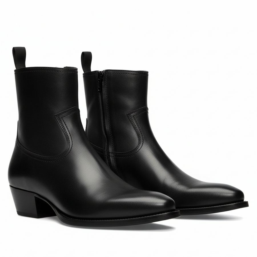 Side Zip Western Boot Hand Dyed Leather