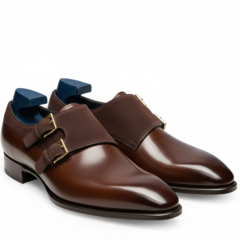 Tanned Cocoa Double Monk Straps Shoes