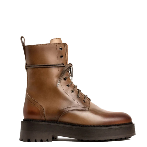 Lace Up Leather High Top Combat Boots