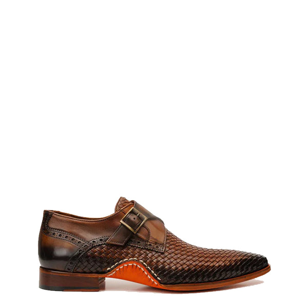 Men s Leather Single Strap Monk Shoe - Brown