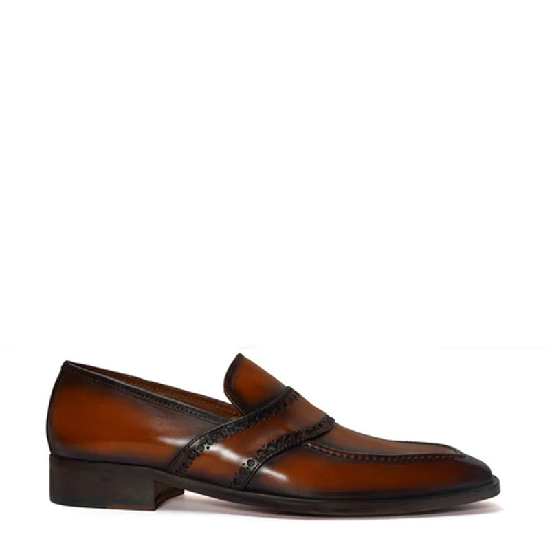 Cognac Slip On Leather Loafers Shoes
