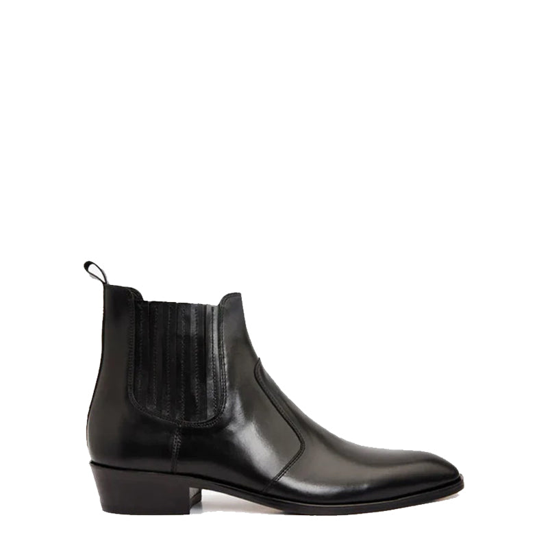 Black Leather Men's Ankle Boot