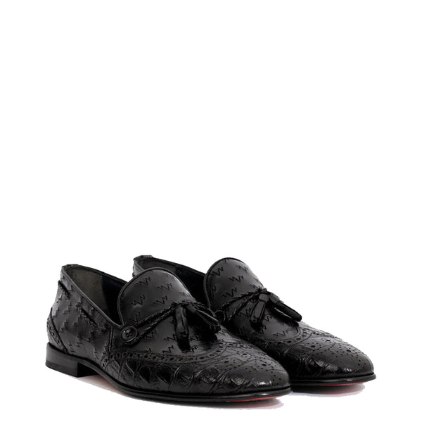 Leather Tassel Loafer Men Shoe - Black
