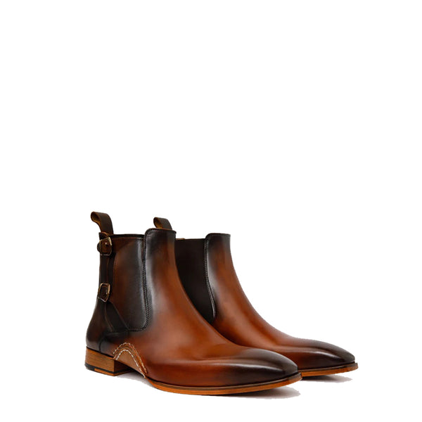 Stylish Leather Woven Chelsea - Brown