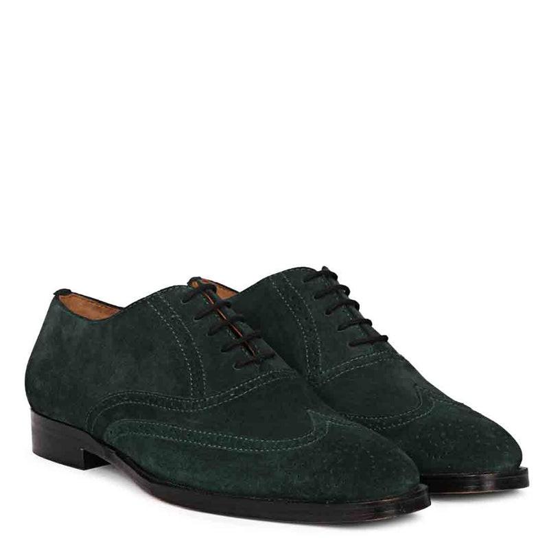 Leather Square Toe Lace Up Brown Wingtip Oxford Shoe
