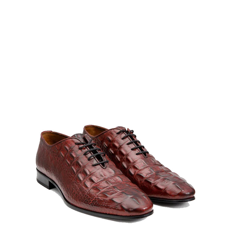 Brown Textured Leather Oxford Men Shoe