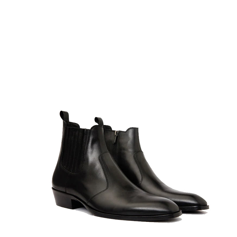 Black Leather Men's Ankle Boot