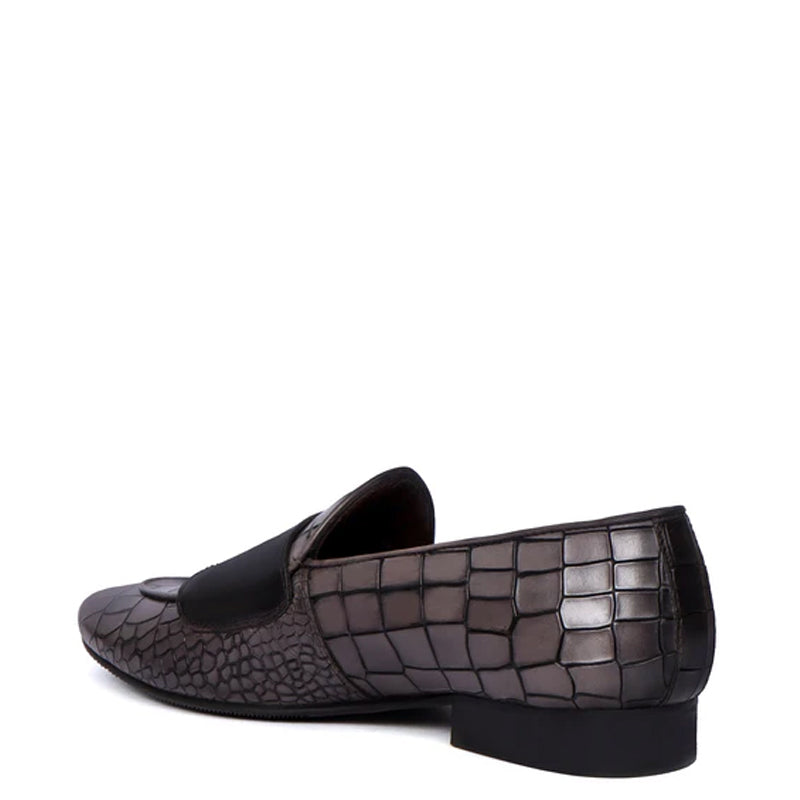 Deep Cut Croco Double Monk Shoe For Men