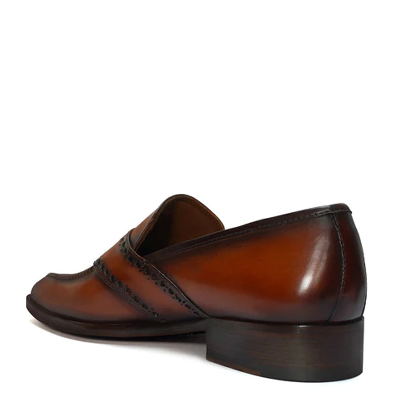 Cognac Slip-On Leather Loafers Shoes