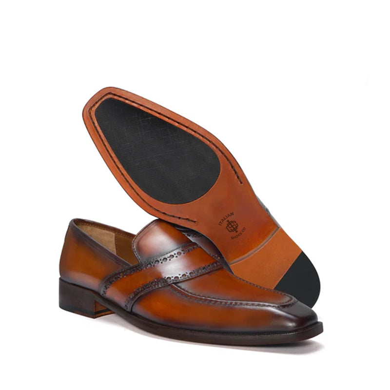Cognac Slip On Leather Loafers Shoes