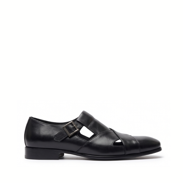 Imperial Cross-Strap Monk Sandals - Black