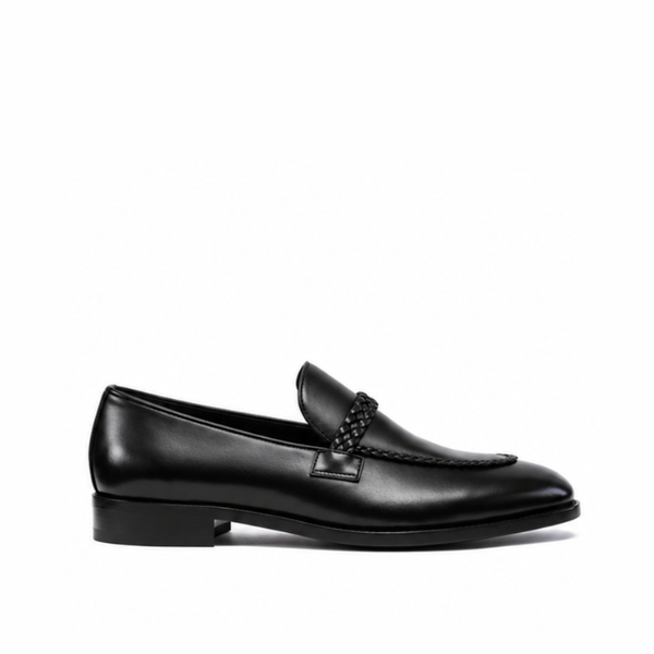 Imperial Italian Classic Burnished Weave Loafers - Black