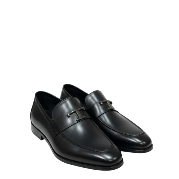 Imperial Noir T Buckle Leather Loafers