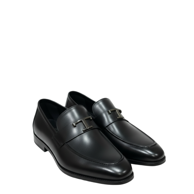 Imperial Noir T Buckle Leather Loafers
