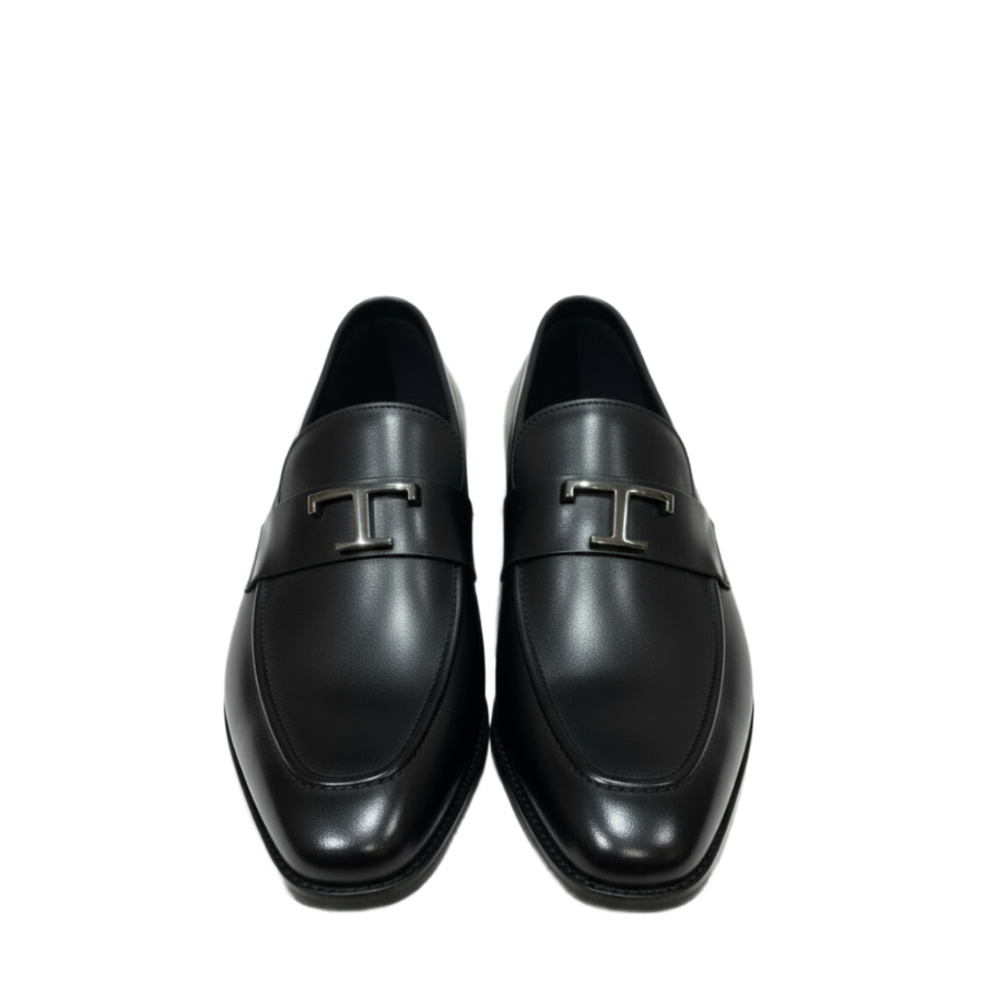 Imperial Noir T Buckle Leather Loafers