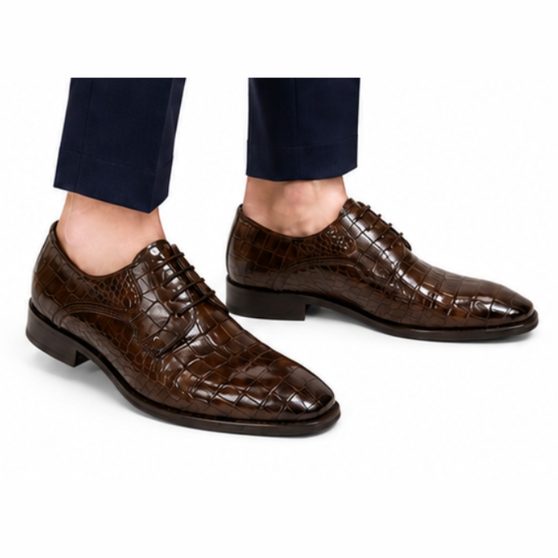 Imperial Rovello Croc Texture Derby Shoes