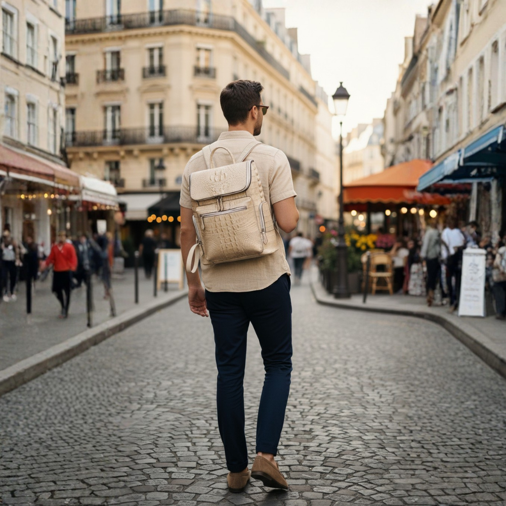 Imperio Croco Luxe Leather Backpack