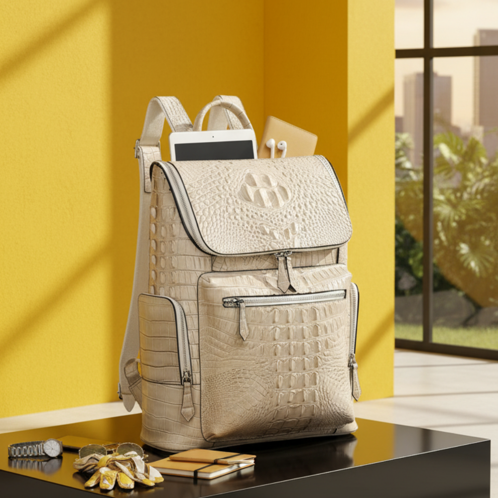 Imperio Croco Luxe Leather Backpack
