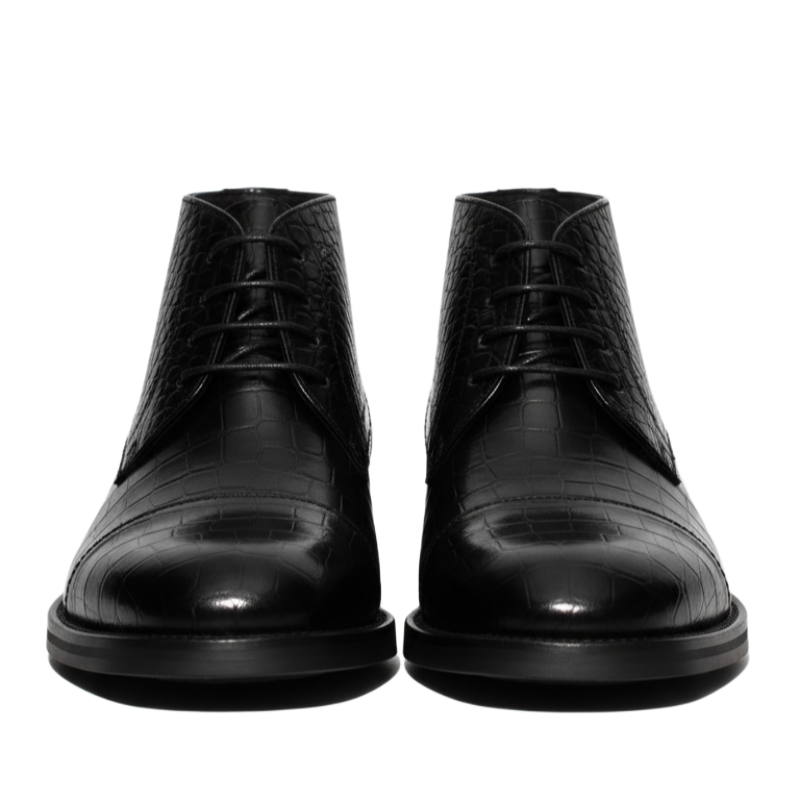 Croc Texture Lace-Up Chukka Boots