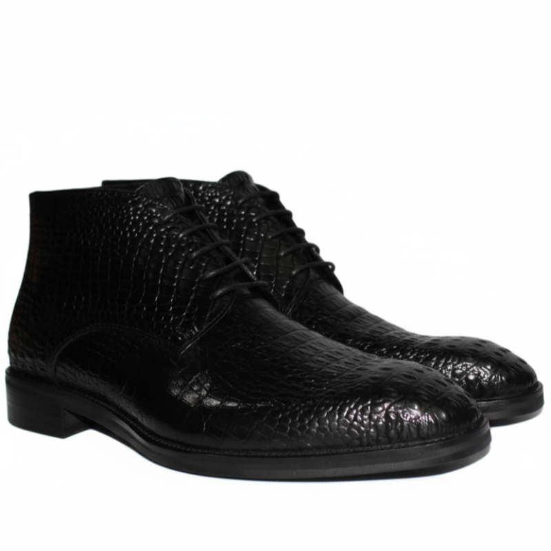 Croc Texture Lace-Up Chukka Boots