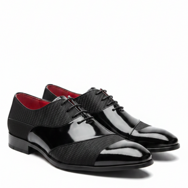 Italian Charm Patent Fabric Cap Toe Oxford Shoes